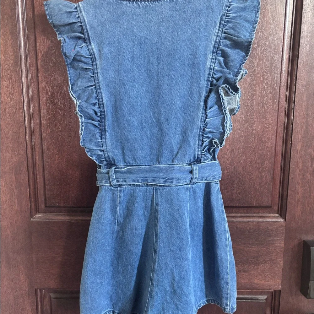 Day + Moon Denim Ruffle Sleeve Romper - Picture 2 of 3